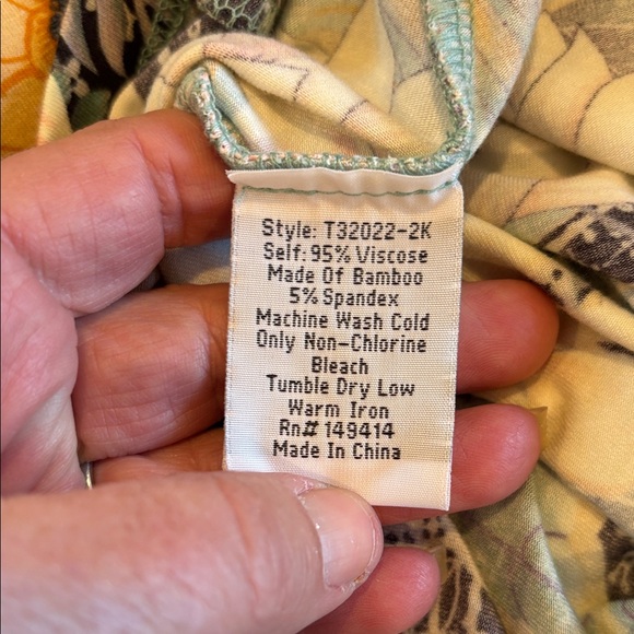 Johnny Was Teal Floral Midi Dress - Picture 5 of 5